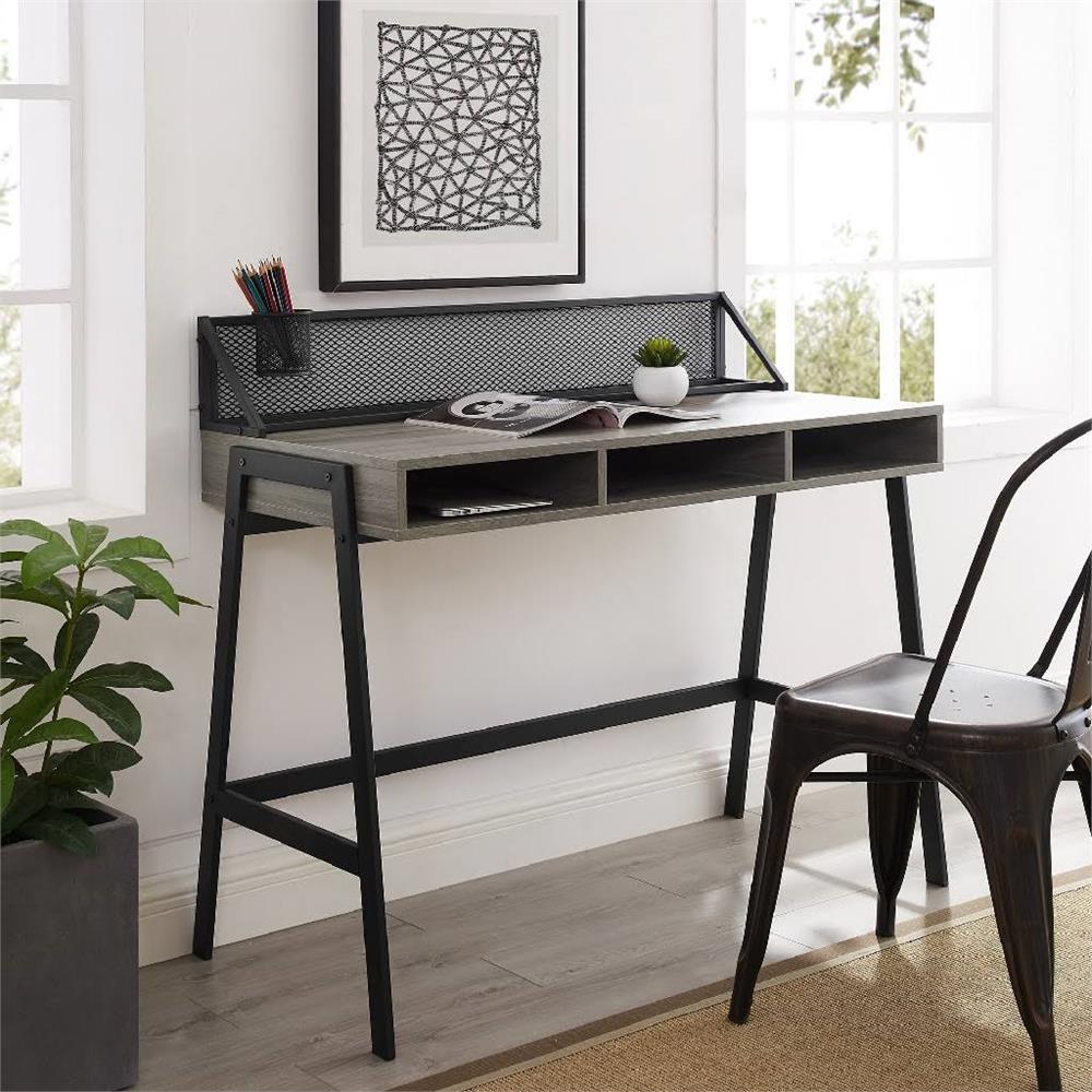 Walker Edison Slate Grey 42 Mesh Back Writing Desk Barnardo s Online Charity Shop